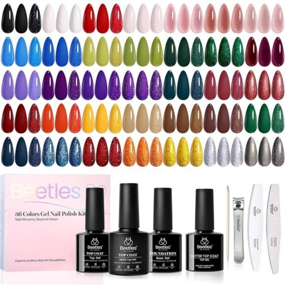 Gel Nail Polish Set, 36 Colors Blue Red White Jelly Polish Kit - Picture 1 of 7